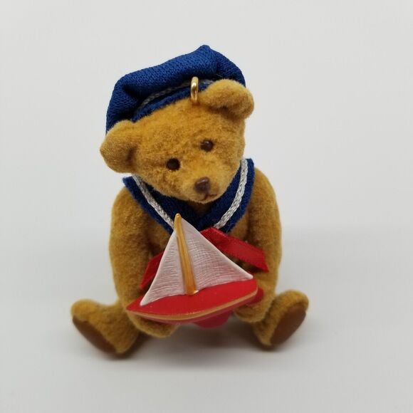 Vtg Hallmark Keepsake Ornament Sailor Bear Nautical Christmas, flocked 1997 NOS - Picture 3 of 7